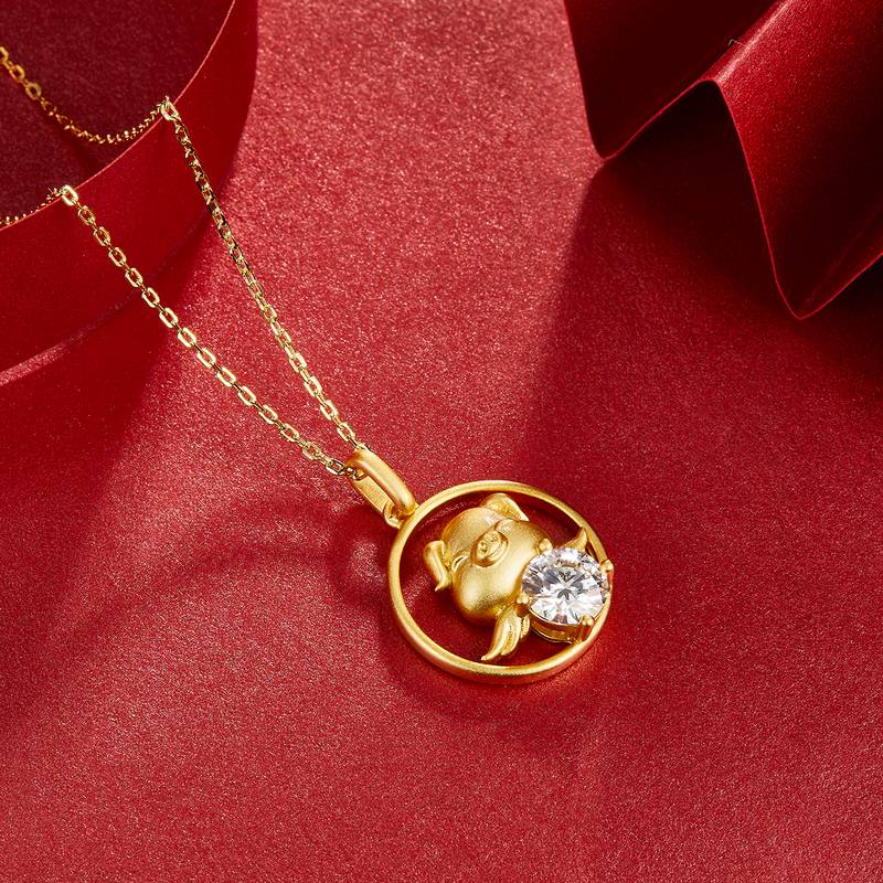 Pig Moissanite Diamond Necklace 1.0 Carat from the Zodiac Series